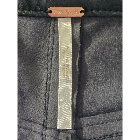 Free People We The Free Faux Leather Pants Size 2 – Black Biker Moto Skinny - Picture 14 of 16